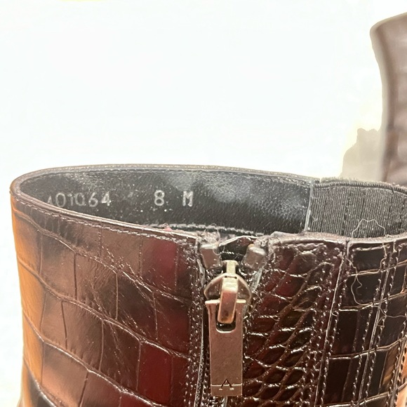 Aquatalia Black Croc-Embossed Ankle Boots - Picture 4 of 5